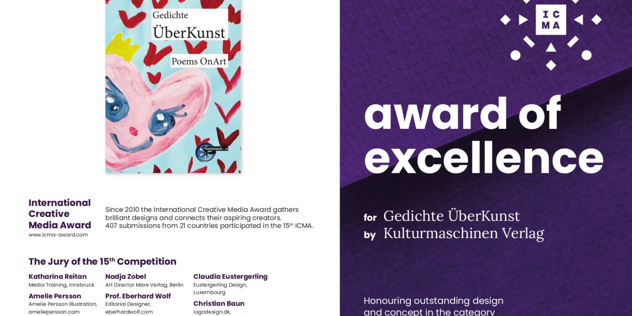 ICMA AWARD OF EXCELLENCE für „Gedichte ÜberKunst Poems On Art“ von Marco Sagurna / Englisch von Petruscha Huber